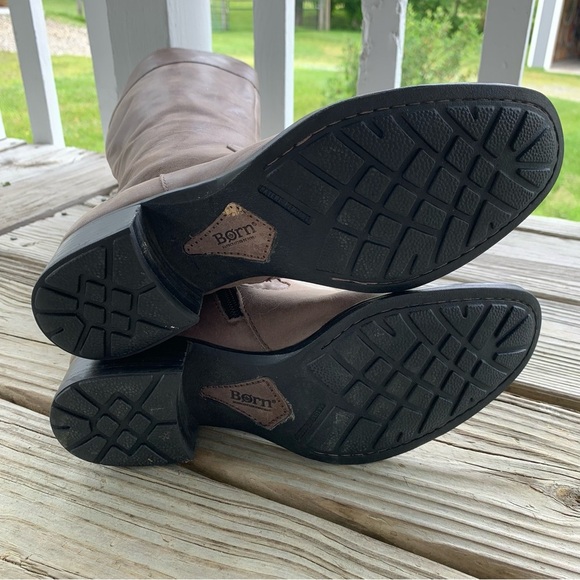 Born Leather Knee High Tall Boots Taupe Grey Leather Zip Up Womens 6.5 US D15122 - Picture 12 of 16